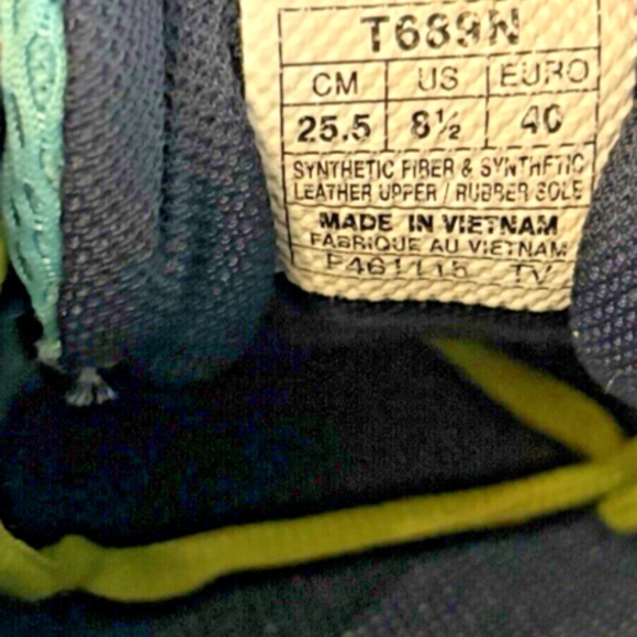 Asics FuzeGel T689N Blue Green Lime Running Shoes Lace Up FuzeX Women's 8.5US - Picture 11 of 13